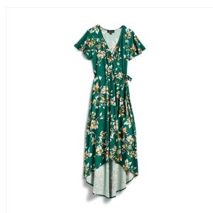 {FORTUNE + IVY} Irene Faux Wrap Brushed Knit Maxi Dress.